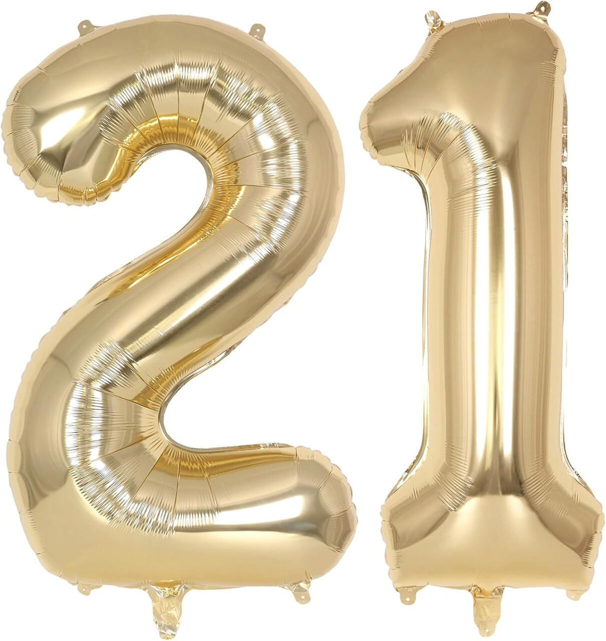 Champagne Gold Large Number 21 Balloon, 40 Inch Light Gold Foil Helium Number (Champagne Gold 21)